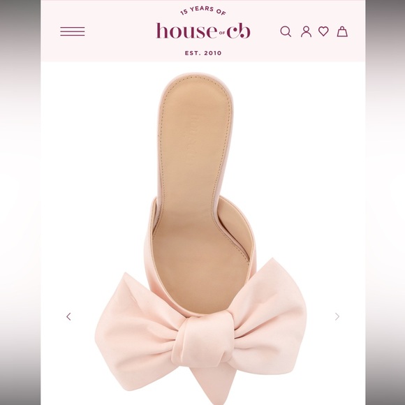 House of CB Beaubelle Blush Oversized Bow Mules - Picture 3 of 16